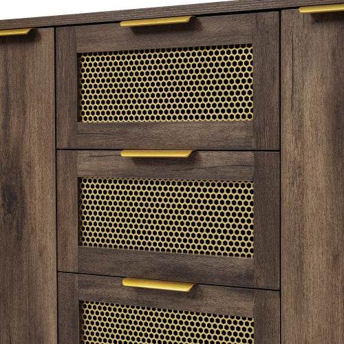 Industrial Style Metal and Wood Sideboard – Modern Buffet Cabinet with Open Shelf & Storage Drawers – Perfect for Living Room, Dining Room or Entryway - Tarteebstudio