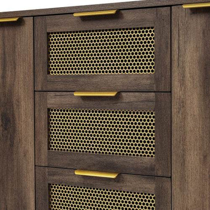 Industrial Style Metal and Wood Sideboard – Modern Buffet Cabinet with Open Shelf & Storage Drawers – Perfect for Living Room, Dining Room or Entryway - Tarteebstudio