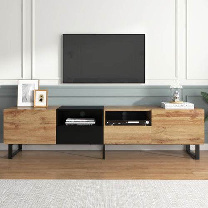 Holz-TV-Ständer – Massiver Fernsehtisch aus Naturholz, Eiche oder Kiefer – Stabiler TV-Board mit Ablagefach, ideal für Wohnzimmer & Heimkino - Tarteebstudio
