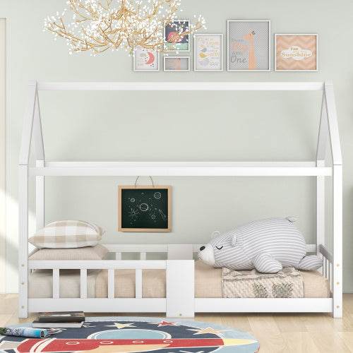 Kiefer-Kinderhausbett 90x200 cm – Spiel & Schlafbett im Häuschen-Design – Stabiles Holzbett für Kinderzimmer, Jugendzimmer oder Gästezimmer - Tarteebstudio