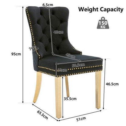 Luxury Velvet Dining Chair with Metal Legs – Boss Office Style – Elegant Accent Chair for Kitchen, Dining Room & Home Office – Set of 2 or 4 - Tarteebstudio