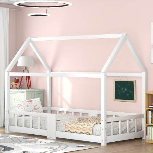 Kiefer-Kinderhausbett 90x200 cm – Spiel & Schlafbett im Häuschen-Design – Stabiles Holzbett für Kinderzimmer, Jugendzimmer oder Gästezimmer - Tarteebstudio