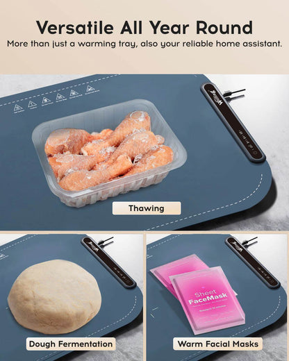 Willing 250W Food Warming Mat – 3 Temperature Settings | Portable Electric Warming Tray for Ceramics, Glass & Stainless Steel Dishes | Ideal for Buffet, Dinner, Party – Navy Blue - Tarteebstudio
