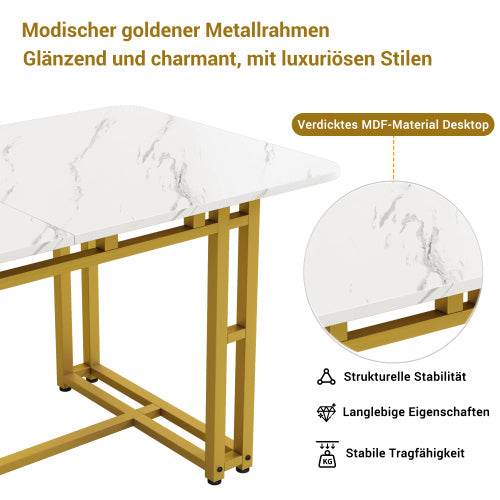 Modern Rectangular Dining Table with Metal Frame – Stylish Kitchen & Living Room Table for Home & Office Use - Tarteebstudio