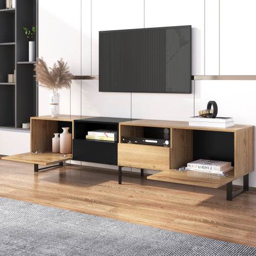 Holz-TV-Ständer – Massiver Fernsehtisch aus Naturholz, Eiche oder Kiefer – Stabiler TV-Board mit Ablagefach, ideal für Wohnzimmer & Heimkino - Tarteebstudio