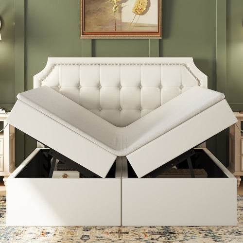PU Leather & Metal-Framed Double Bed – Sturdy Queen/King Size Bedroom Furniture with Upholstered Headboard – Modern Platform Bed Frame for Home Use - Tarteebstudio