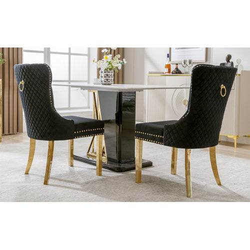 Luxury Velvet Dining Chair with Metal Legs – Boss Office Style – Elegant Accent Chair for Kitchen, Dining Room & Home Office – Set of 2 or 4 - Tarteebstudio