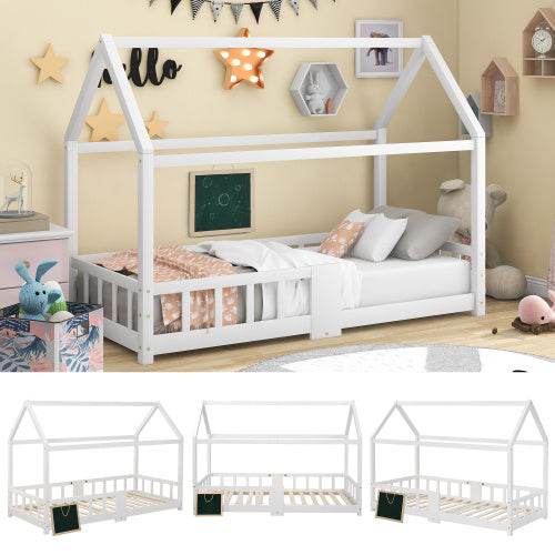 Kiefer-Kinderhausbett 90x200 cm – Spiel & Schlafbett im Häuschen-Design – Stabiles Holzbett für Kinderzimmer, Jugendzimmer oder Gästezimmer - Tarteebstudio