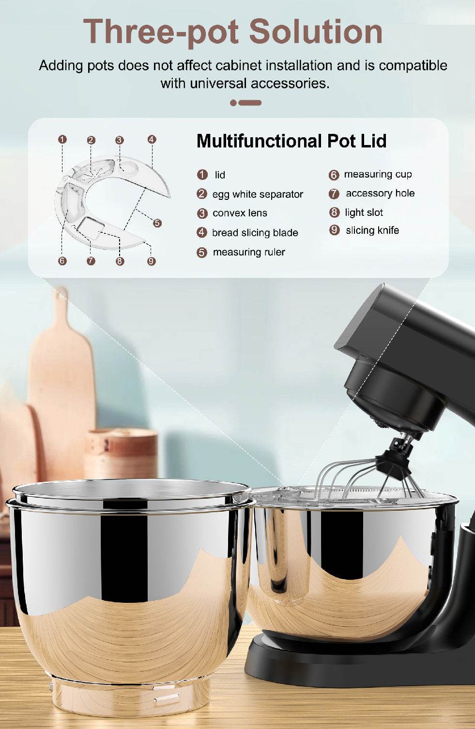 SVEWT SM-1540 1500W Stand Mixer – Professional 10-Speed Kitchen Mixer with 5.5L Stainless Steel Bowl & Dough Hook, Whisk & Beater – Black - Tarteebstudio