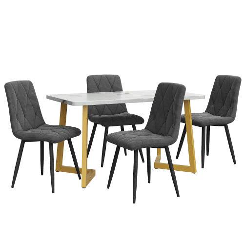 Affordable Fibreboard Dining Table Set – Modern Kitchen & Dining Room Table with 4 or 6 Chairs – MDF Table & Chairs for Home & Office Use - Tarteebstudio