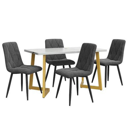 Affordable Fibreboard Dining Table Set – Modern Kitchen & Dining Room Table with 4 or 6 Chairs – MDF Table & Chairs for Home & Office Use - Tarteebstudio