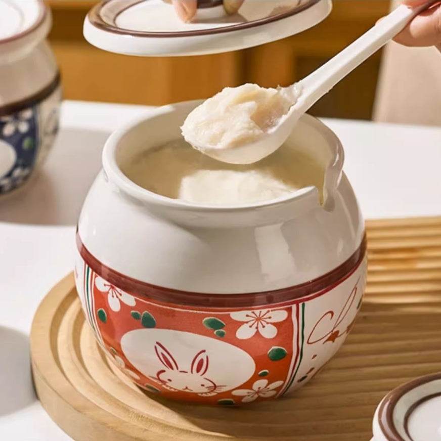 Hitzefeste Keramik-Schmalzdose mit Deckel, Löffel & Gewürzbehälter – Haltbares Fett-Aufbewahrungs-Glas für Küche & Kochen - Tarteebstudio