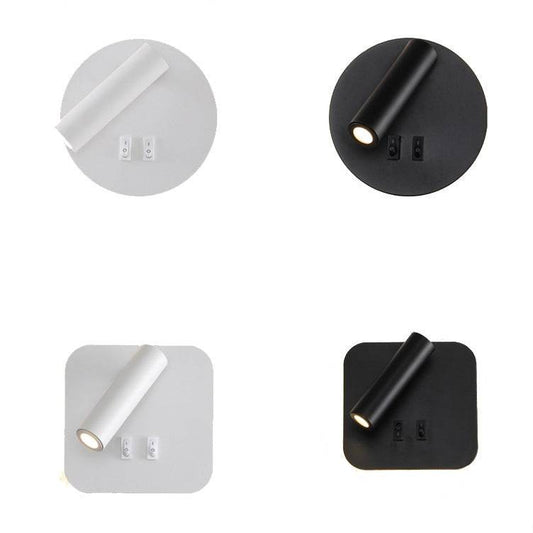 Modern Minimalist Bedside LED Wall Lamp - Adjustable Spotlight, Dimmable Touch Control, 3 Color Temperatures (3000K-6000K), USB Charging Port, Ultra-Slim Space-Saving Design for Bedroom, Study, Nursery - Tarteebstudio