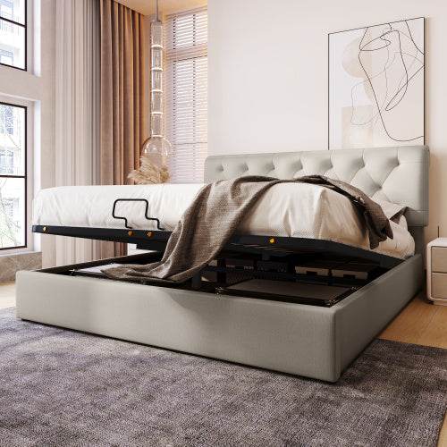 PU Leather & Wood Bed Frame with Slatted Base & Upholstered Headboard – Modern Bedroom Furniture in Queen & King Size – Easy Assembly - Tarteebstudio