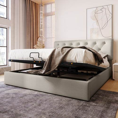 PU Leather & Wood Bed Frame with Slatted Base & Upholstered Headboard – Modern Bedroom Furniture in Queen & King Size – Easy Assembly - Tarteebstudio