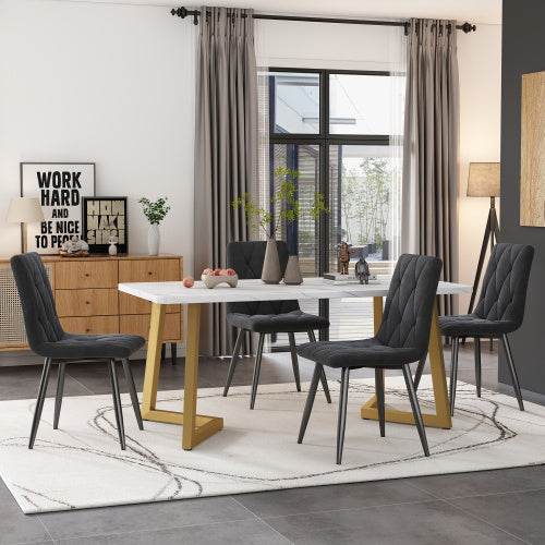 Affordable Fibreboard Dining Table Set – Modern Kitchen & Dining Room Table with 4 or 6 Chairs – MDF Table & Chairs for Home & Office Use - Tarteebstudio