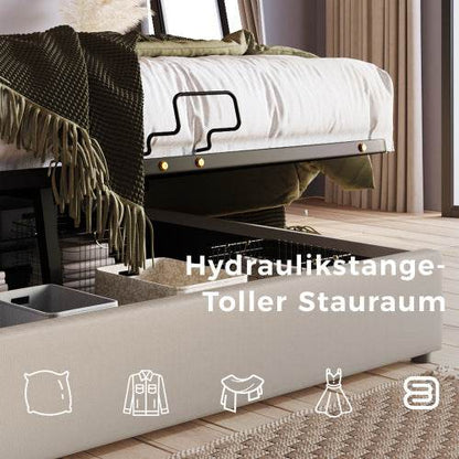 PU Leather & Wood Bed Frame with Slatted Base & Upholstered Headboard – Modern Bedroom Furniture in Queen & King Size – Easy Assembly - Tarteebstudio