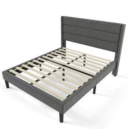 Linen Bed Frame With Slatted Frame - Tarteebstudio