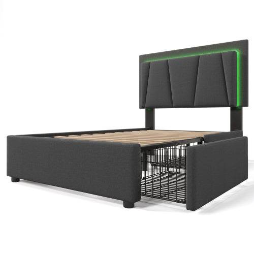 Wooden Storage Bed Frame with Underbed Storage – Solid Wood Single Bed Frame (90x200 cm) – Natural Finish Platform Bed with Lattice Base & No Box Spring Needed - Tarteebstudio
