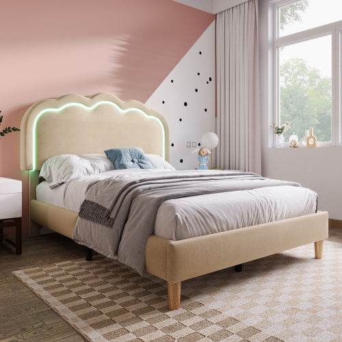 Gepolstertes Bett in Rosa Samt – Luxus Polsterbett mit Knopfheftung & Metallgestell | Queen/King Size Plattformbett ohne Boxspring – Stilvolles Schlafzimmermöbel im Retro-Look - Tarteebstudio