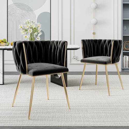 Luxury Metal & Velvet Dining Chairs – Stylish Accent Chairs for Kitchen, Dining Room & Home Office – Set of 2 or 4 - Tarteebstudio