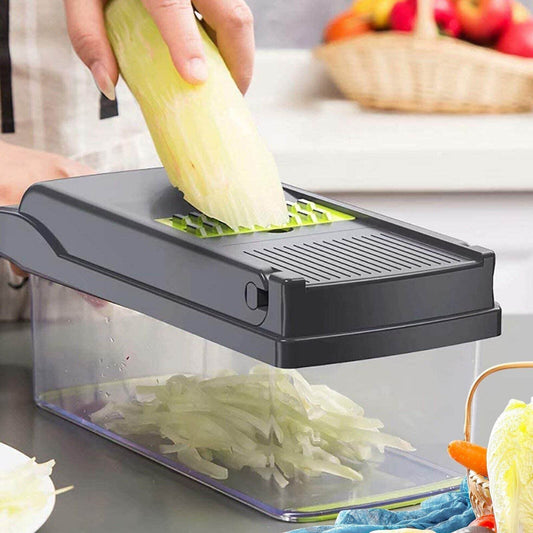 15-Piece Multi Vegetable Slicer Set – Adjustable Kitchen Grater with Interchangeable Blades, Food Separator & Storage Tray – Perfect for Slicing, Chopping & Shredding - Tarteebstudio
