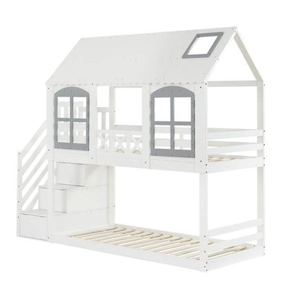 Massivholz Doppelschicht Babybett – 2in1 Hoch-/Flachbett für Babys & Kleinkinder – Verstellbares Kinderbett mit Naturlack, Weiß oder in Eiche geölt - Tarteebstudio