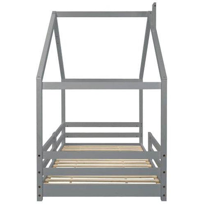 Natural Pine Children's House Bed – Wooden Loft Bed with Playhouse Design – Safe & Sturdy Toddler or Kids Bed in Eco-Friendly Solid Wood - Tarteebstudio