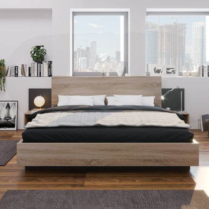 Natural Solid Wood Double Bed – Queen Size Wooden Bed Frame with Slatted Base – Handcrafted Bedroom Furniture in Oak, Pine or Walnut Finish - Tarteebstudio
