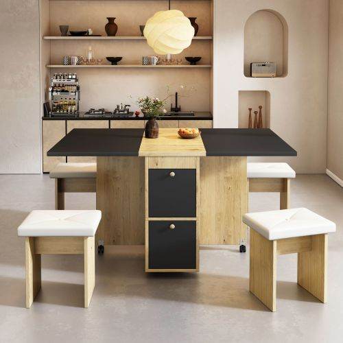 Affordable Particleboard Dining Table Set – Modern MDF Kitchen & Dining Table with 4 or 6 Chairs – Space-Saving Design for Small Spaces, Apartments & Offices - Tarteebstudio