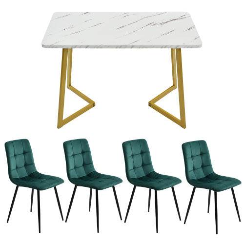 Esstisch-Set aus Faserplatten mit 4 Stühlen – Modernes MDF Küchentisch-Set | Platzsparendes Diningset für Esszimmer, Küche oder Wohnraum – Inklusive 4 Sitzmöbel im natürlichen oder modernen Design - Tarteebstudio