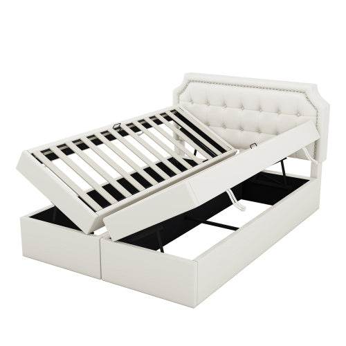 PU Leather & Metal-Framed Double Bed – Sturdy Queen/King Size Bedroom Furniture with Upholstered Headboard – Modern Platform Bed Frame for Home Use - Tarteebstudio