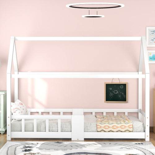 Kiefer-Kinderhausbett 90x200 cm – Spiel & Schlafbett im Häuschen-Design – Stabiles Holzbett für Kinderzimmer, Jugendzimmer oder Gästezimmer - Tarteebstudio