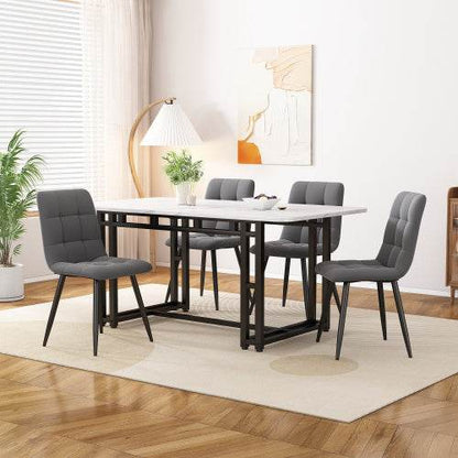 Modern Metal Frame Rectangular Dining Table – Stylish Kitchen & Living Room Table with Steel Legs – Available in Wood, MDF or Glass Top - Tarteebstudio