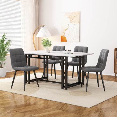Modern Metal Frame Rectangular Dining Table – Stylish Kitchen & Living Room Table with Steel Legs – Available in Wood, MDF or Glass Top - Tarteebstudio