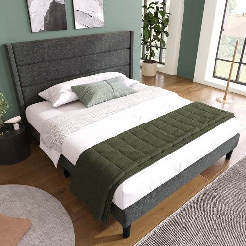 Linen Bed Frame With Slatted Frame - Tarteebstudio