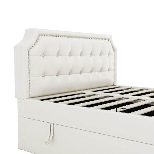 PU Leather & Metal-Framed Double Bed – Sturdy Queen/King Size Bedroom Furniture with Upholstered Headboard – Modern Platform Bed Frame for Home Use - Tarteebstudio