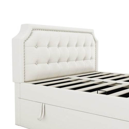 PU Leather & Metal-Framed Double Bed – Sturdy Queen/King Size Bedroom Furniture with Upholstered Headboard – Modern Platform Bed Frame for Home Use - Tarteebstudio