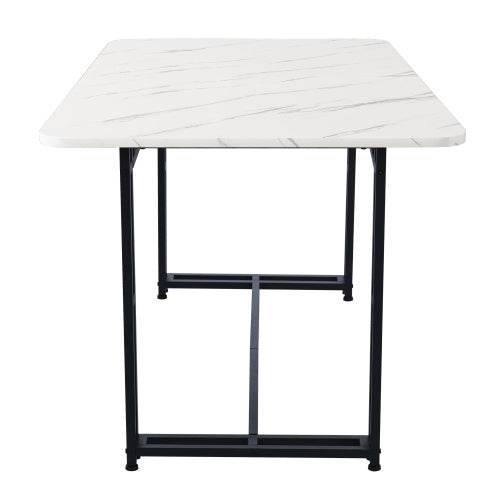 Modern Metal Frame Rectangular Dining Table – Stylish Kitchen & Living Room Table with Steel Legs – Available in Wood, MDF or Glass Top - Tarteebstudio