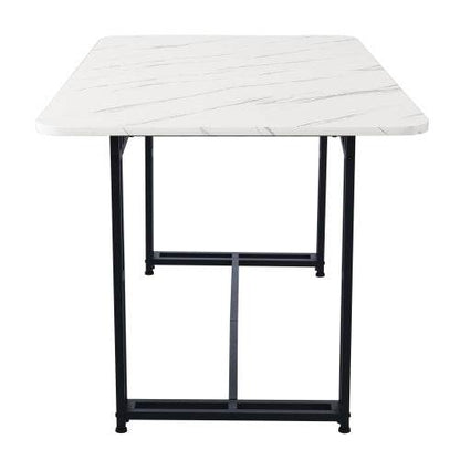 Modern Metal Frame Rectangular Dining Table – Stylish Kitchen & Living Room Table with Steel Legs – Available in Wood, MDF or Glass Top - Tarteebstudio