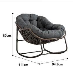 Robuste Metall-Schaukelstühle für Drinnen & Draußen – Bequeme Garten- und Wohnzimmer Stühle mit Polsterung, UV-beständig & Wetterfest – Ideal für Terrasse, Balkon & Wohnraum - Tarteebstudio