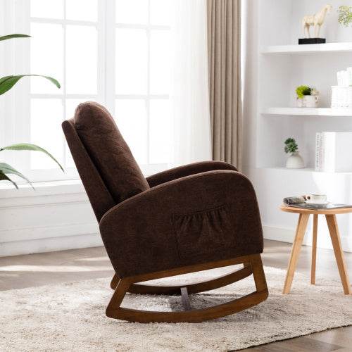 Soft Linen Rocking Chair for Children’s Room – Comfortable Nursery Glider with Wooden Frame & Cushioned Seat – Perfect for Reading, Nursing or Baby Soothing - Tarteebstudio