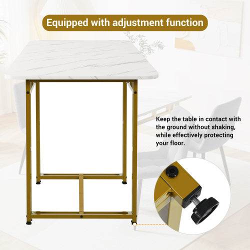 Modern Rectangular Dining Table with Metal Frame – Stylish Kitchen & Living Room Table for Home & Office Use - Tarteebstudio