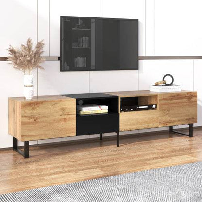 Holz-TV-Ständer – Massiver Fernsehtisch aus Naturholz, Eiche oder Kiefer – Stabiler TV-Board mit Ablagefach, ideal für Wohnzimmer & Heimkino - Tarteebstudio