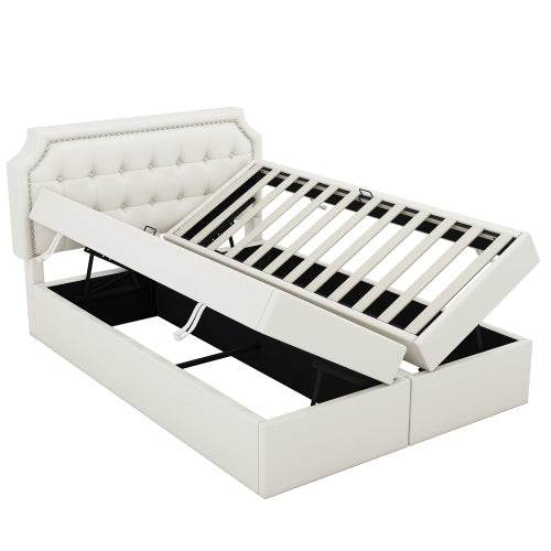 PU Leather & Metal-Framed Double Bed – Sturdy Queen/King Size Bedroom Furniture with Upholstered Headboard – Modern Platform Bed Frame for Home Use - Tarteebstudio