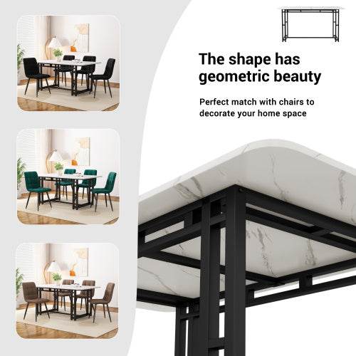 Modern Metal Frame Rectangular Dining Table – Stylish Kitchen & Living Room Table with Steel Legs – Available in Wood, MDF or Glass Top - Tarteebstudio