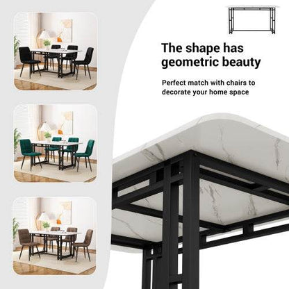 Modern Metal Frame Rectangular Dining Table – Stylish Kitchen & Living Room Table with Steel Legs – Available in Wood, MDF or Glass Top - Tarteebstudio